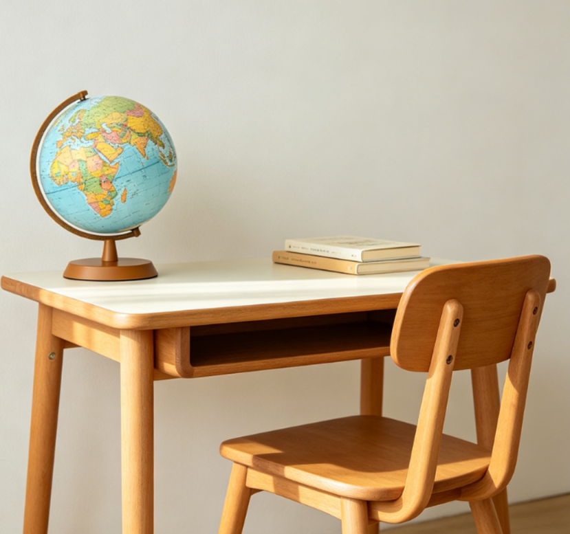 Minimalist Natural Wood Children's Study Desk with Single-Tier Storage