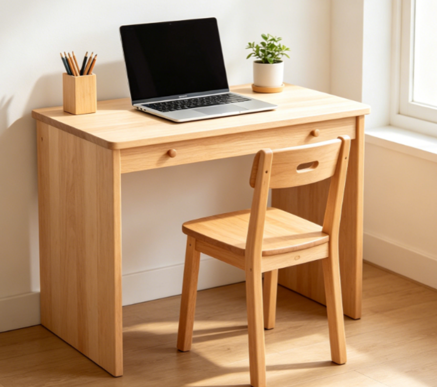 Solid Wood Children's Study & Computer Desk with Dual Drawers